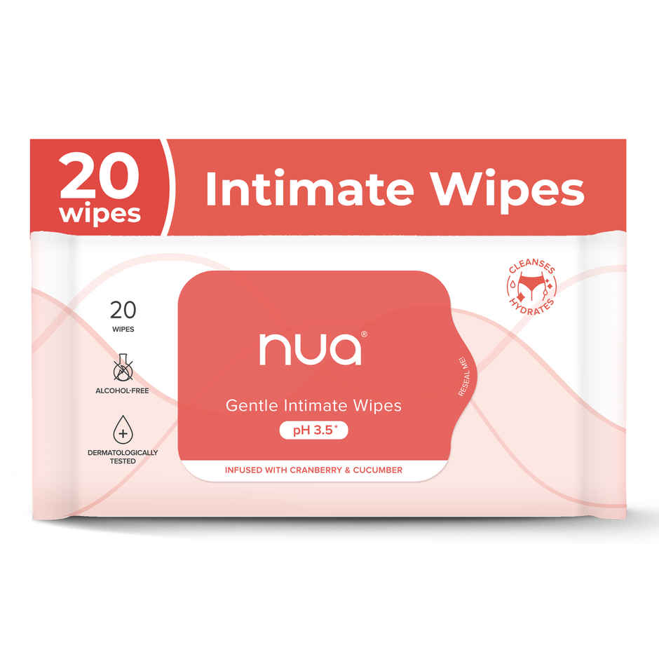 Nua Intimate Wipes for Gentle, pH-Balanced Cleansing | 20 Pulls Per Pack