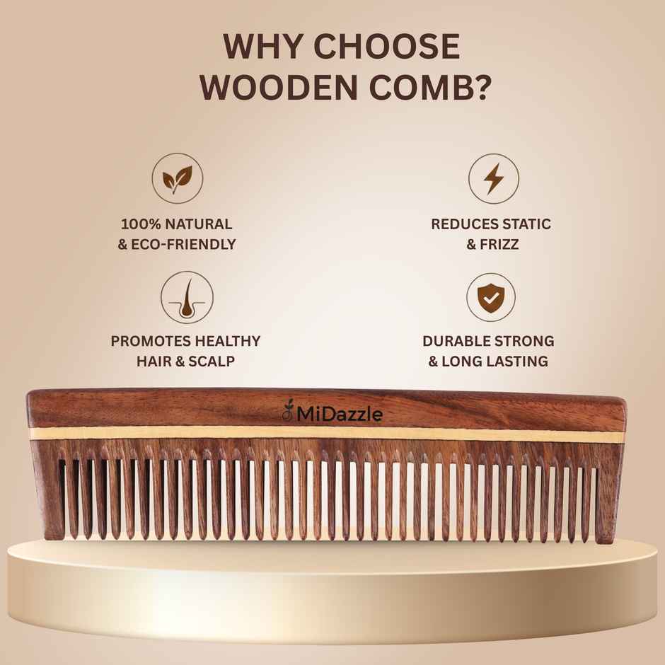 Midazzle Natural Handcrafted Sheesham Rosewood Hair Comb | MIRC2002