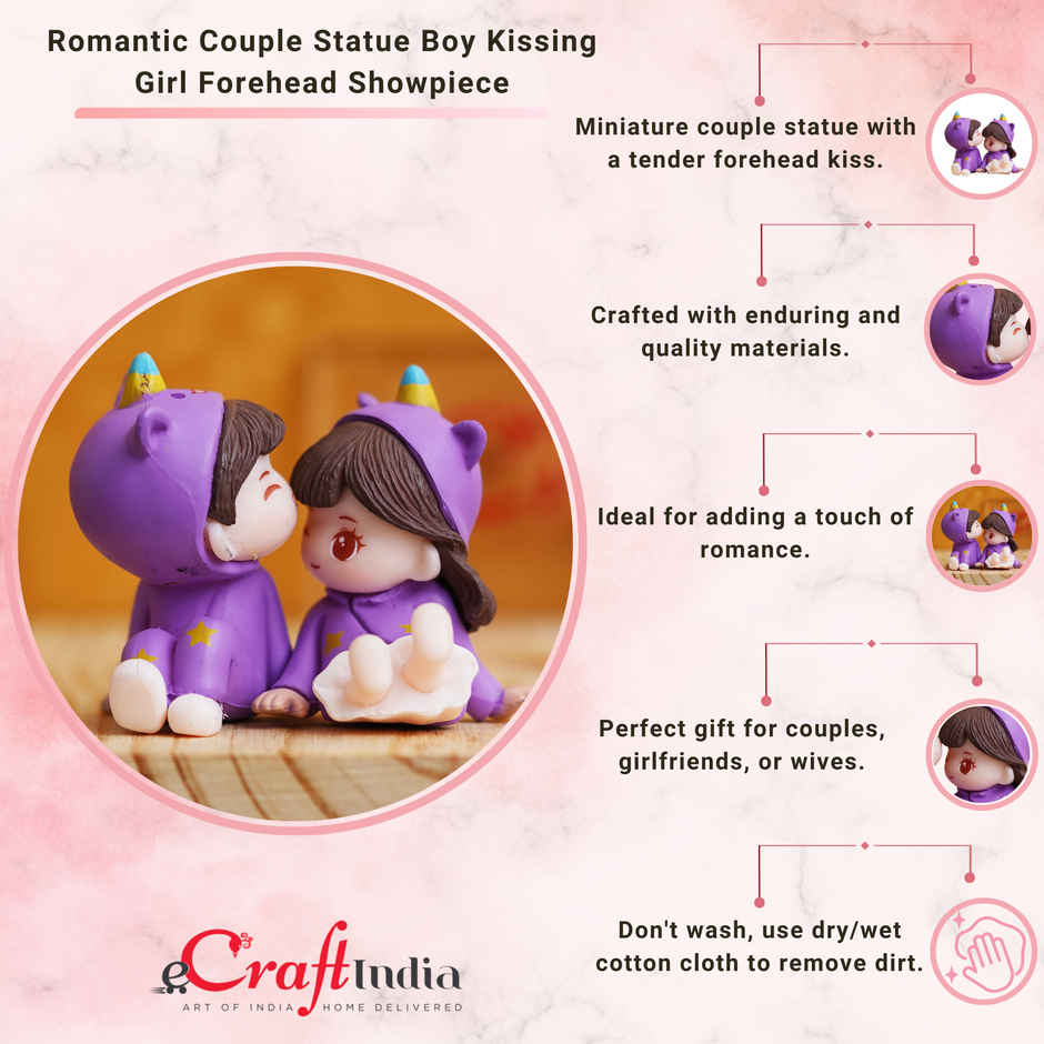 eCraftIndia Miniature Romantic Couple Statue Boy Kissing Girl Forehead Showpiece