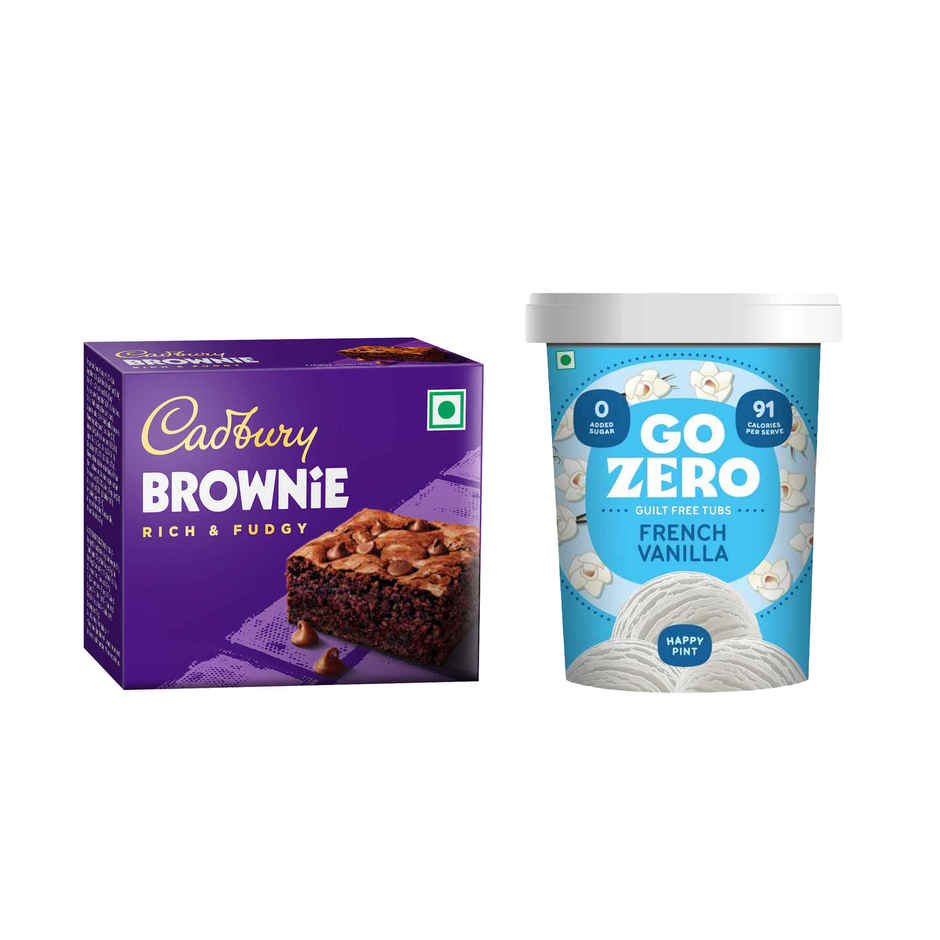 Cadbury Brownie (38g) & Go Zero French Vanilla Guilt Free Ice Cream Tub (500ml) Combo