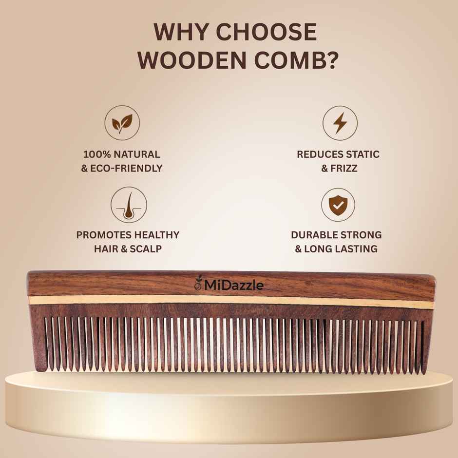 Midazzle Natural Handcrafted Sheesham Rosewood Hair Comb | MIRC2001