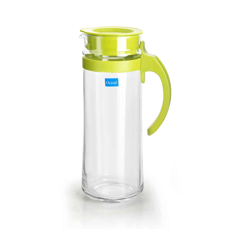 Ocean Patio Pitcher Water Glass Jug | 1.265 L | Transparent | Green Lid