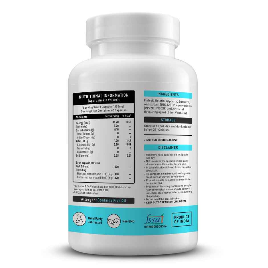 YouWeFit Single Strength Omega 3 Fish Oil | 1000mg (60 Capsules)