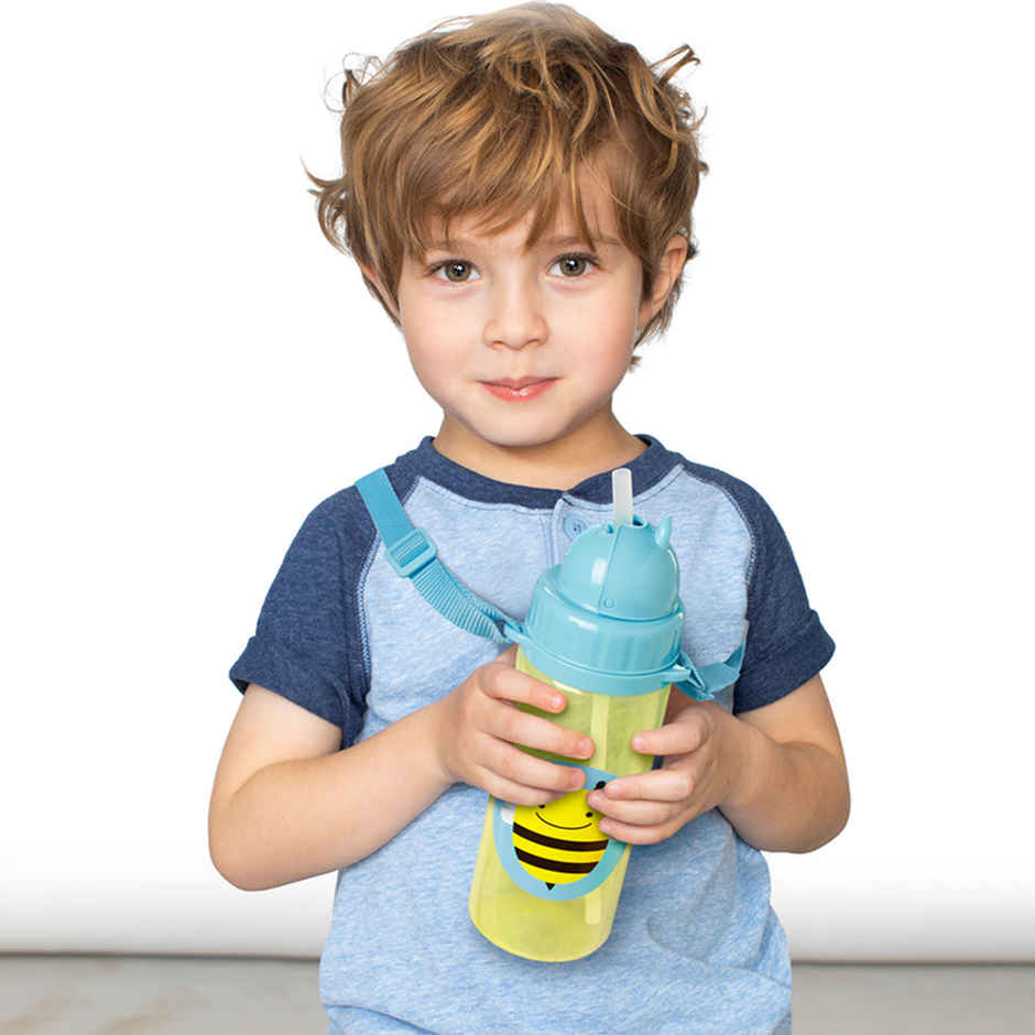 Skip Hop Zoo Kids Bottle, Flip-Top Straw, Leak-Proof, Toddler Sipper Cup, For Babies 12 M+, 385 ML