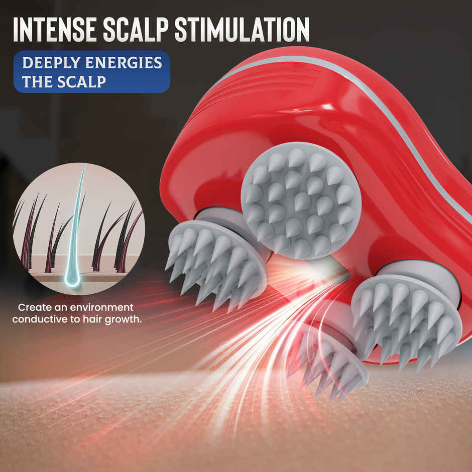 Aroma Head Massager For Scalp I Electric Scalp Massager For Hair Growth I Body Massager | Red