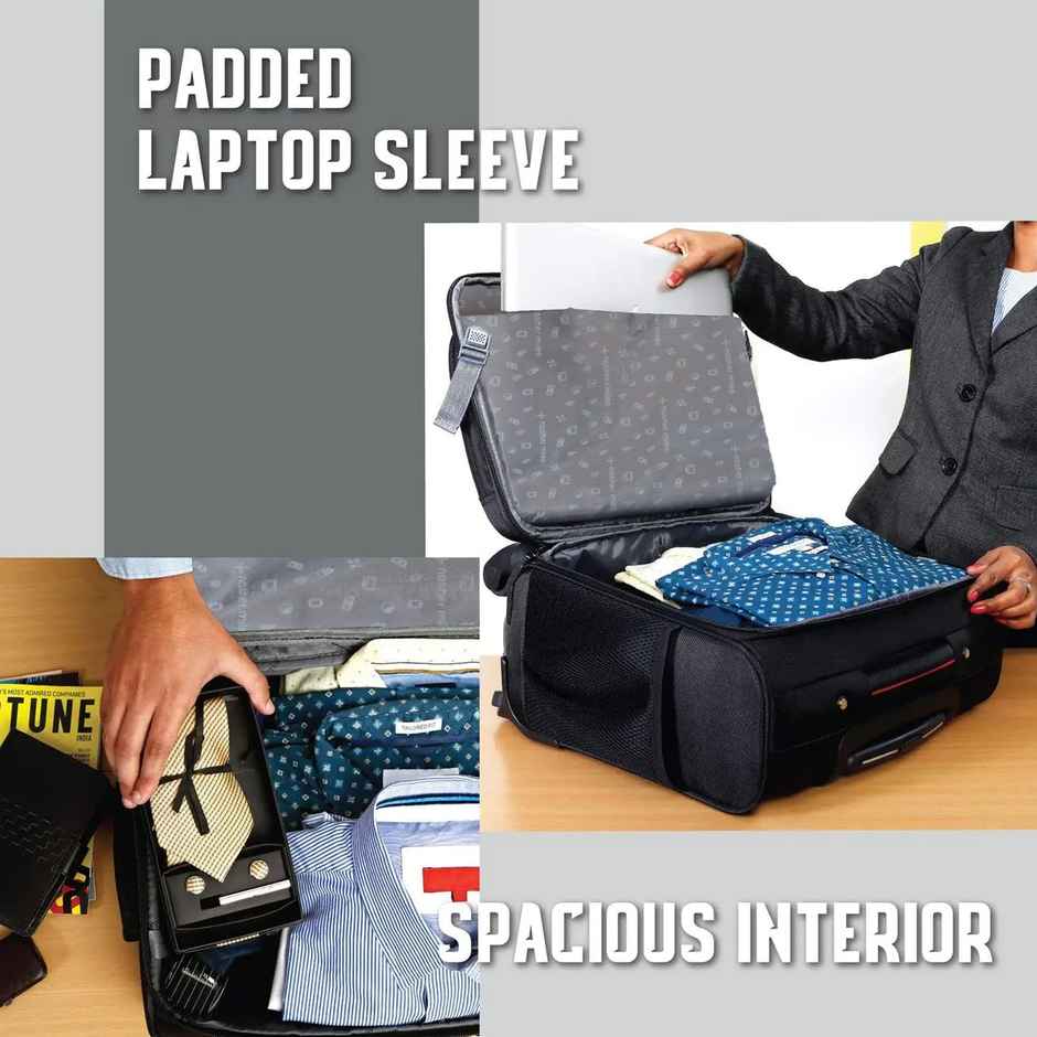 Nasher Miles Wall Street 39L Black Polyester Laptop Roller Case