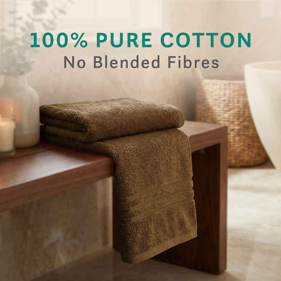 Home Elegance by My Trident Comfort Living Cotton Bath Towel | 28 in x 55 in | Coconut Shell