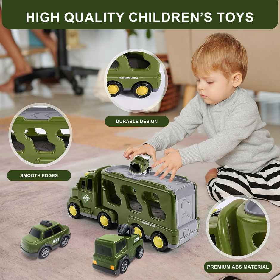 Kidology Army Truck Toy | Friction Car with Light & Music | Kids Gift
