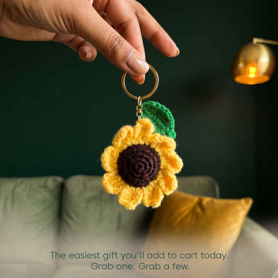 Kyari Handmade Crochet Sunflower Keychain