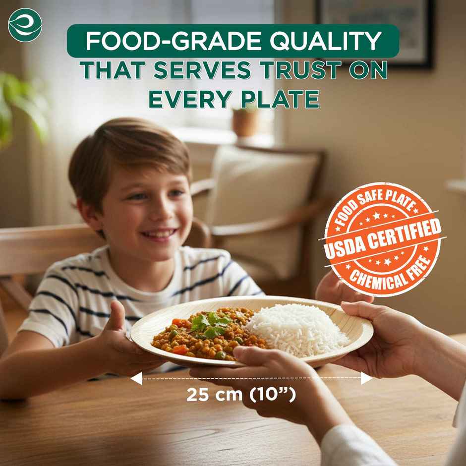 ECO SOUL | Palm Leaf Disposable Plates | 10 Inch | Round | 10 Count