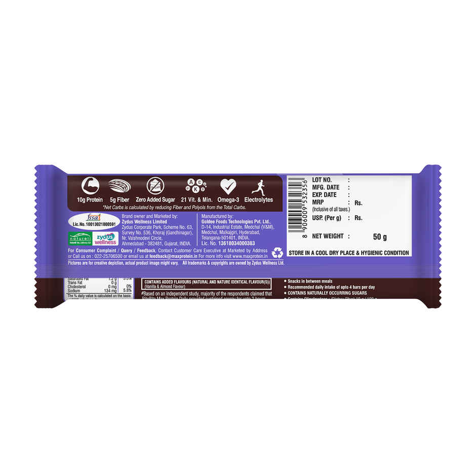 RiteBite Max Protein 10g Protein Bar Choco Almond
