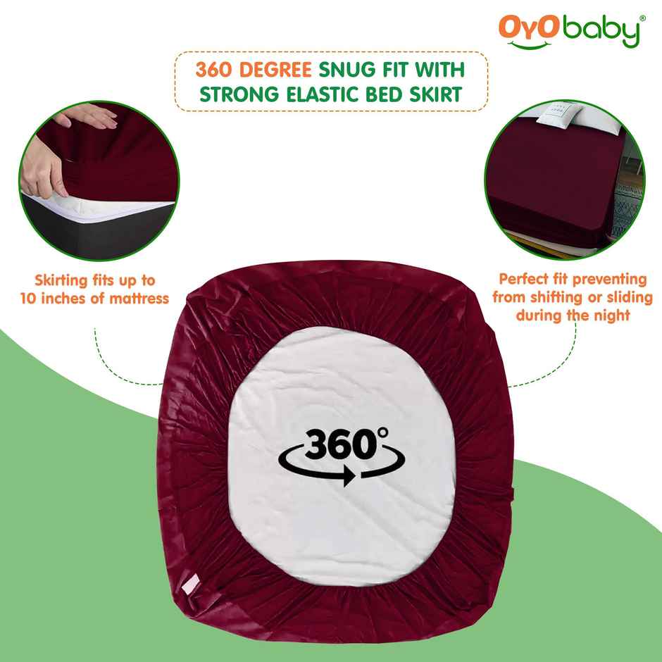 Oyo Baby - Cotton Feel Waterproof Mattress Protector 78 X 60 Inch Queen Bed Marroon