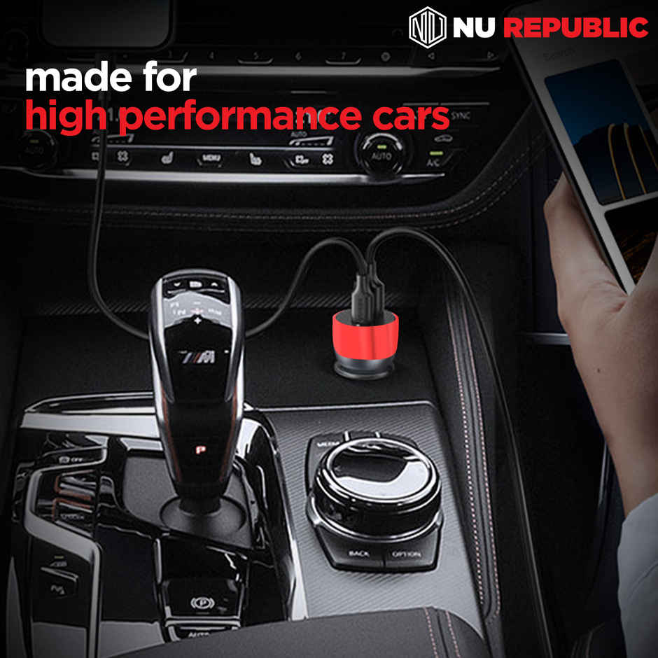 Nu Republic Swift All-in-one 48W Dual Port USB & Type-C Superfast Car Charger (Black/Red)