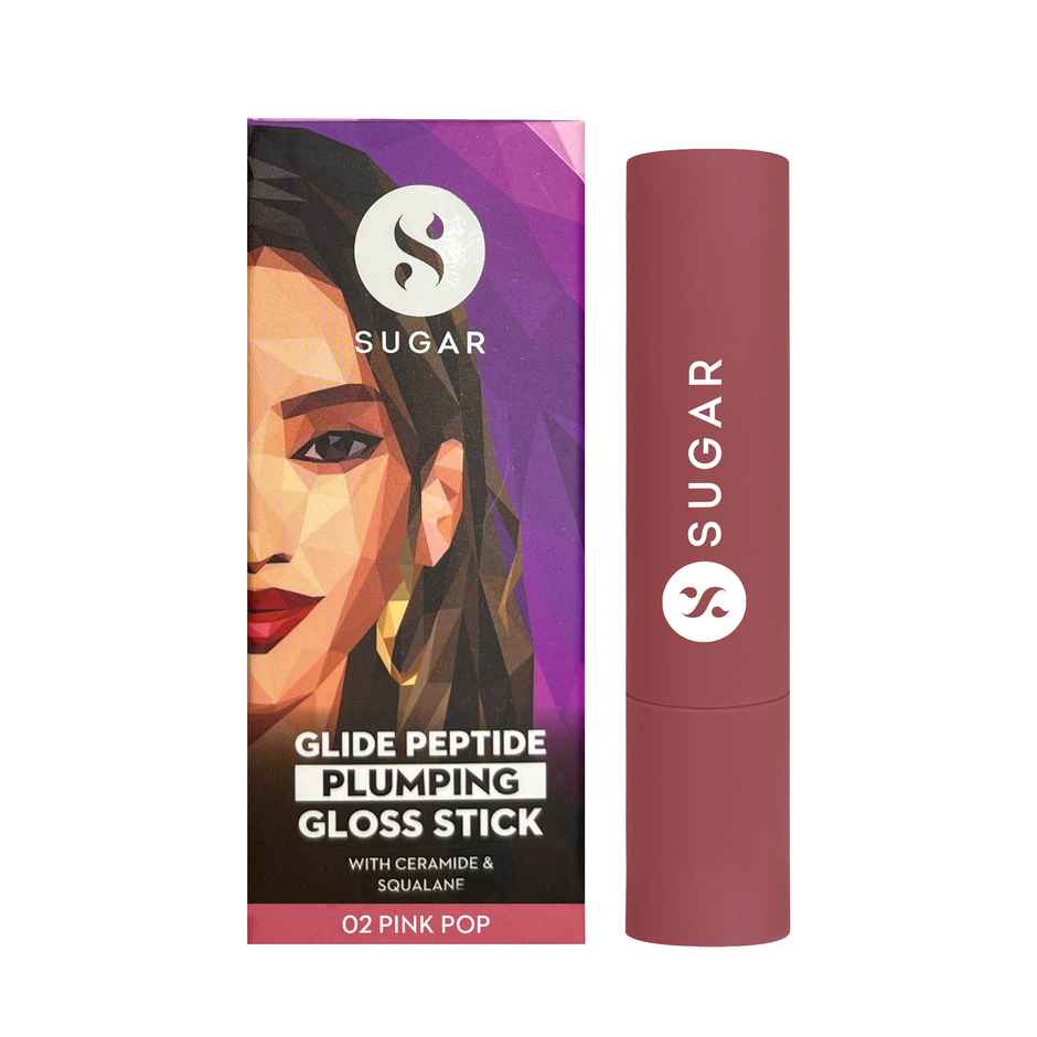 SUGAR Cosmetics Glide Peptide Plumping Gloss Stick|02 Pink Pop