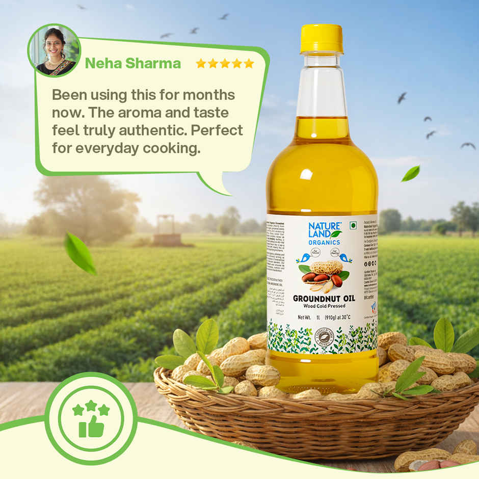 Natureland Organics Groundnut (Peanut) Cold Pressed Oil | Healthy Cooking Oil