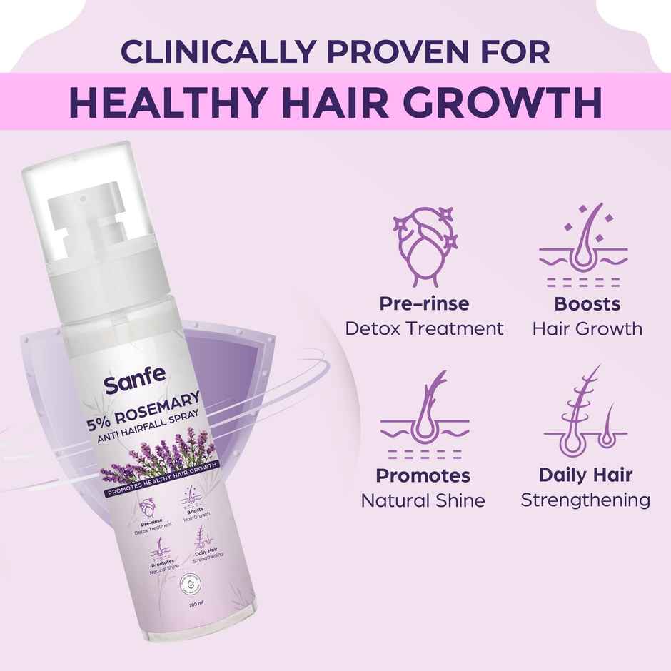 Sanfe 5% Rosemary Anti Hairfall Spray For Hair Growth, Natural Shine, Reduce Hairfall