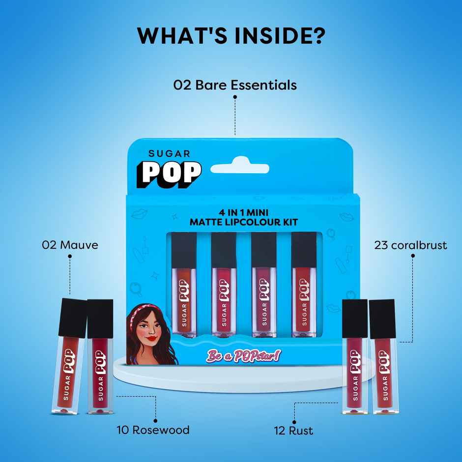 SUGAR POP 4 in 1 Mini Matte Lipcolour Kit - 02 Bare Essentials