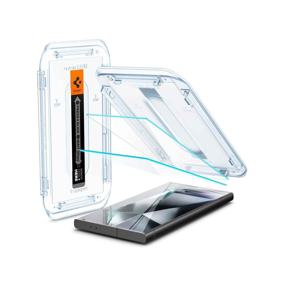 Spigen Ez Fit Tempered Glass Screen Protector Guard For Samsung Galaxy S24 Ultra Smartphone (2 Pack)