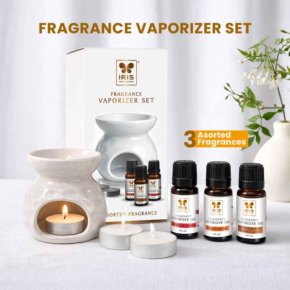 IRIS Premium White Ceramic Vaporizer Set | 3 Assorted Oils | 30 ml