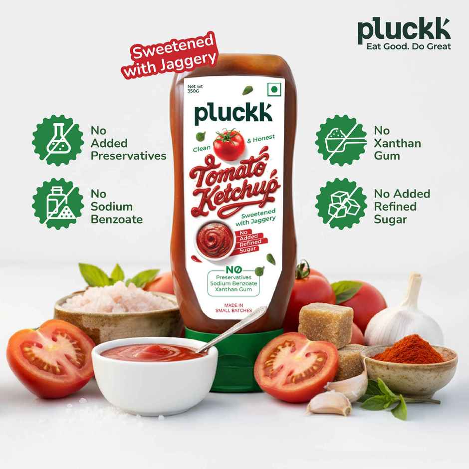 Pluckk Guilt-Free Tomato Ketchup - No Refined Sugar, No Preservatives, No Artificial Thickeners