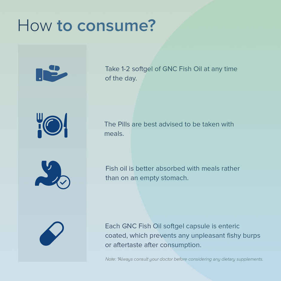 GNC 1000 Mg Omega 3 Fish Oil for Men & Women 60 Softgels