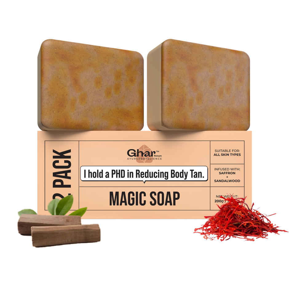 Ghar Soaps Sandalwood & Saffron Magic Brightening Soap & Facewash Combo