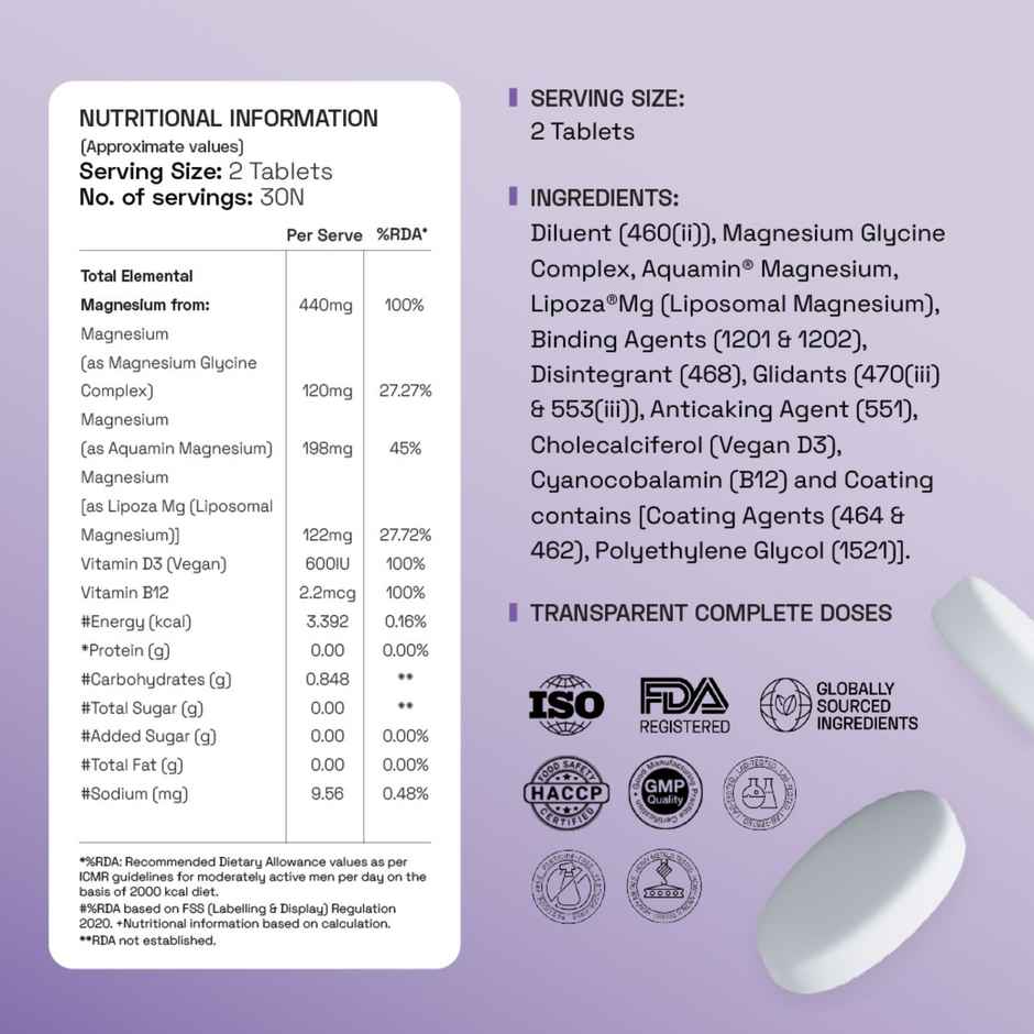 Ace Blend Max Magnesium Tablets | Muscle Recovery & Sleep Support Supplement