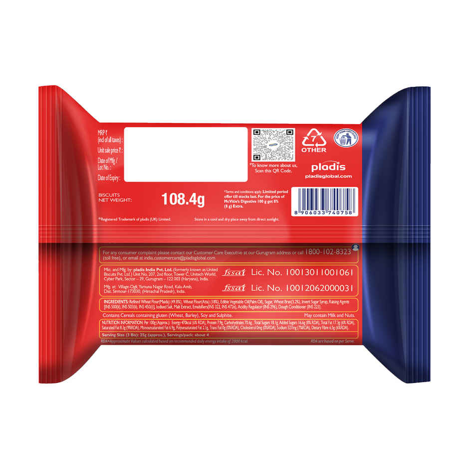 McVitie's High Fibre Goodness Of Whole Wheat Digestive Biscuits| Trans Fat-free Combo