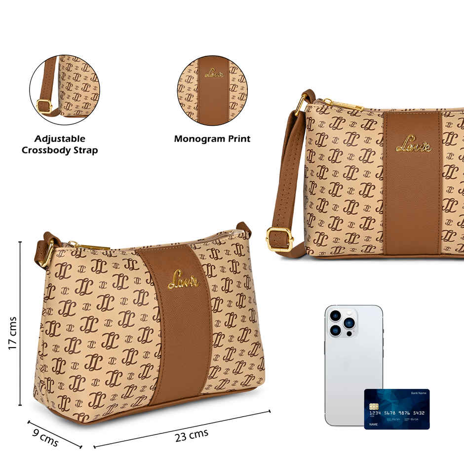 Lavie Women's Mono Ll Evelynn Crossbody Sling Bag | Ladies Purse Handbag | Taupe