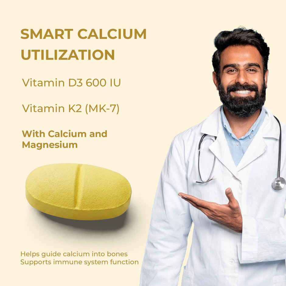 OYB D3 + K2 for Bone & Heart Health with D3, K2 MK-7 & Calcium | 60 Tablets | OYB D3 + K2