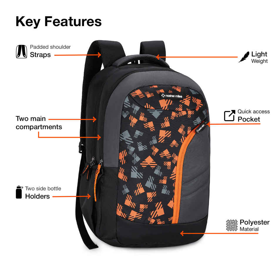 Nasher Miles Tetris Polyester Laptop Backpack with Rain cover | Black - 36 L