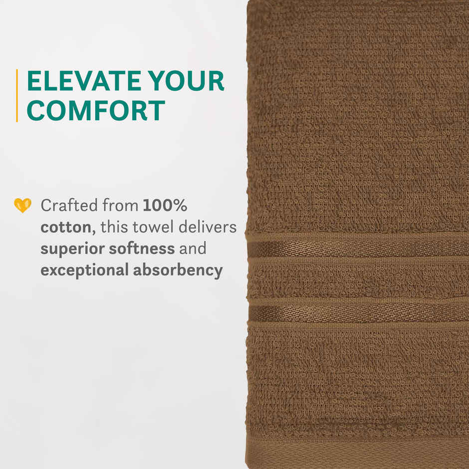 Home Elegance by myTrident Comfort Living 100% Cotton Hand Towel Set | 40cm x 60cm | 400 GSM | Coconut Shell