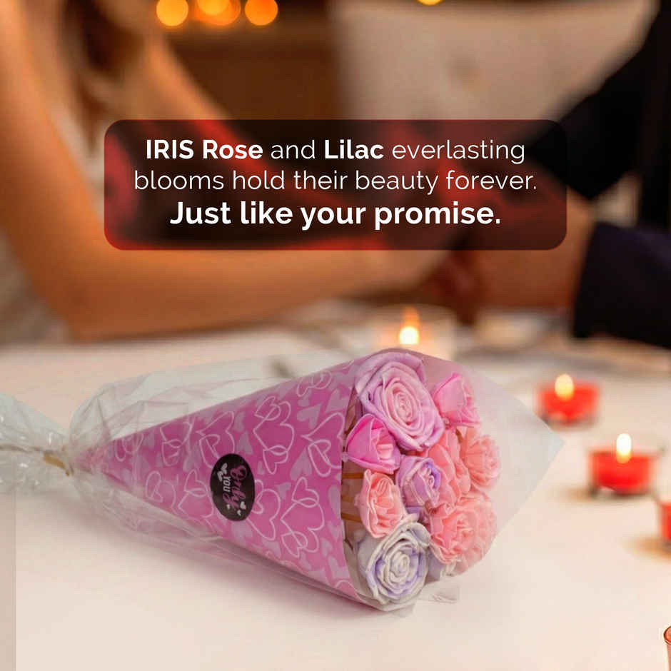 Rose and Lilac Love Flower Bouquet with Fragrance Spray | Ideal for Gifting | IRIS