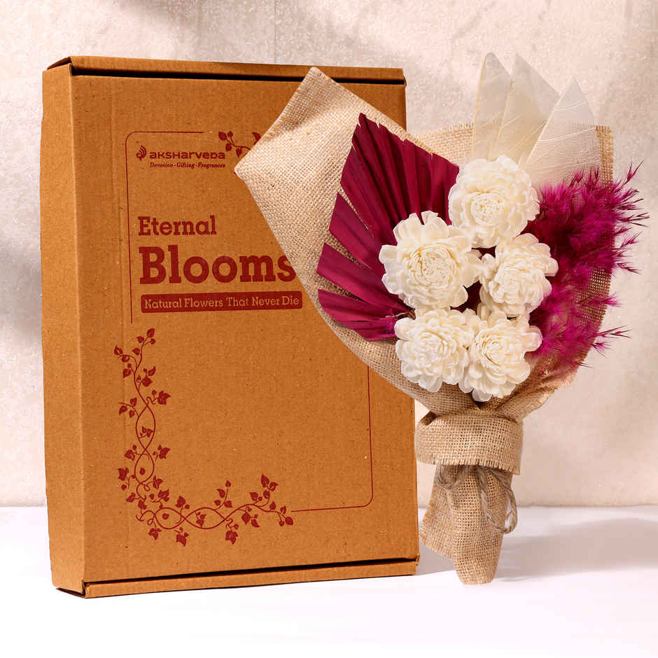 Ivory Blush Natural Dried Flowers Bouquet | Eternal Blooms