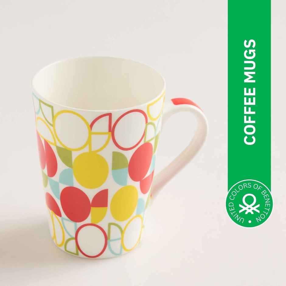 United Colors of Benetton Bone China Printed Mug | Microwave Safe | Gift Set - 320 ml