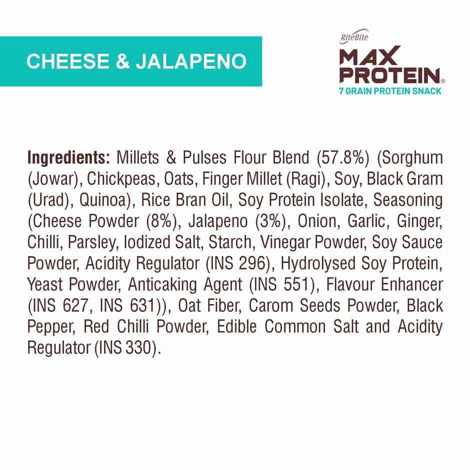 RiteBite Max Protein Cheese & Jalapeno 10 G Multigrain Protein Chips, Healthy Snacks & Munchies