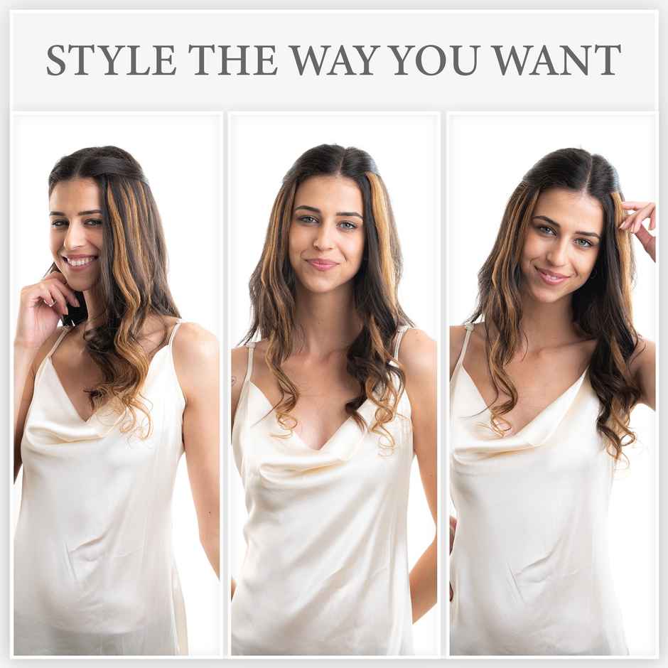 Hair Originals One Clip Extension Hair Streaks Golden Blonde 12 Inches