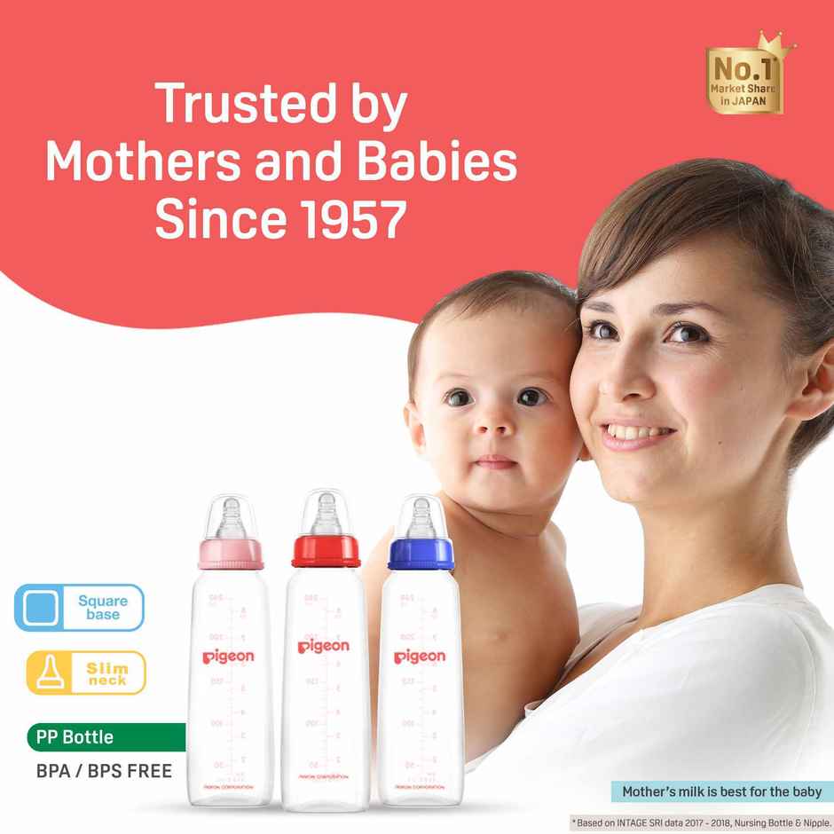 Pigeon Baby Care Peristaltic Nursing Bottle Twin Pack | 200 ml | Blue White Nipple M