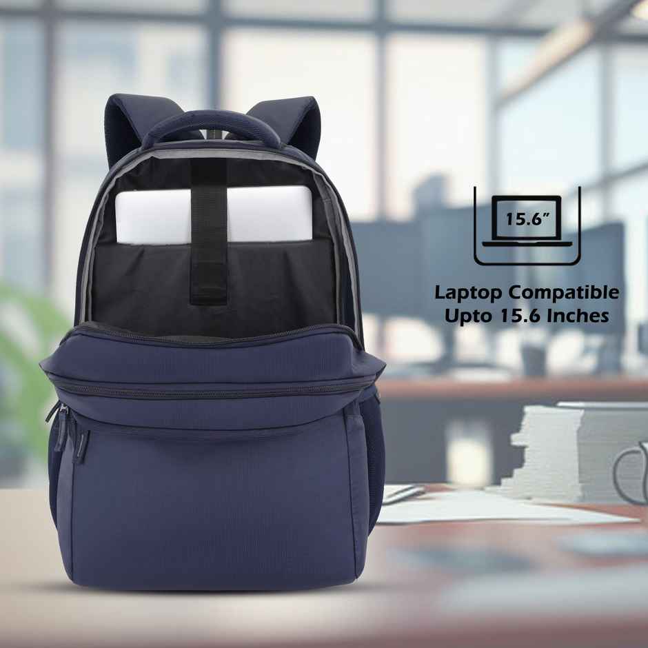 Lavie Sport Unisex Solid Polyester Laptop Backpack | Navy | M | (31.5 x 19 x 47 cm)