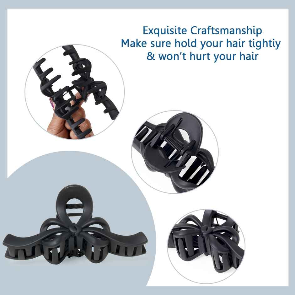 Bronson Professional Hair Claw Clip Hair Clutcher Large for Thick Hair - Matte Black