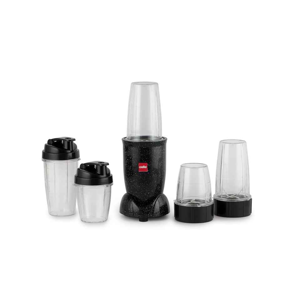 Cello Frutomix Nutriblend Pro Max Set Of 6, Black, 3 Multipurpose Jar & 2 Sipper Bottle, 500W