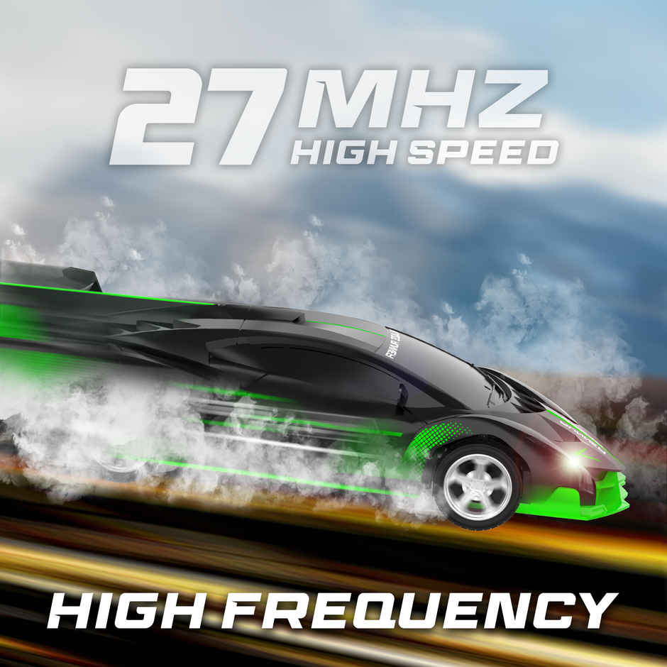 SEEDO Fast Remote Control Car 1:18, 27 MHz,Type-C Rechargeable, Fast Speed Blaze Runner Car | Green