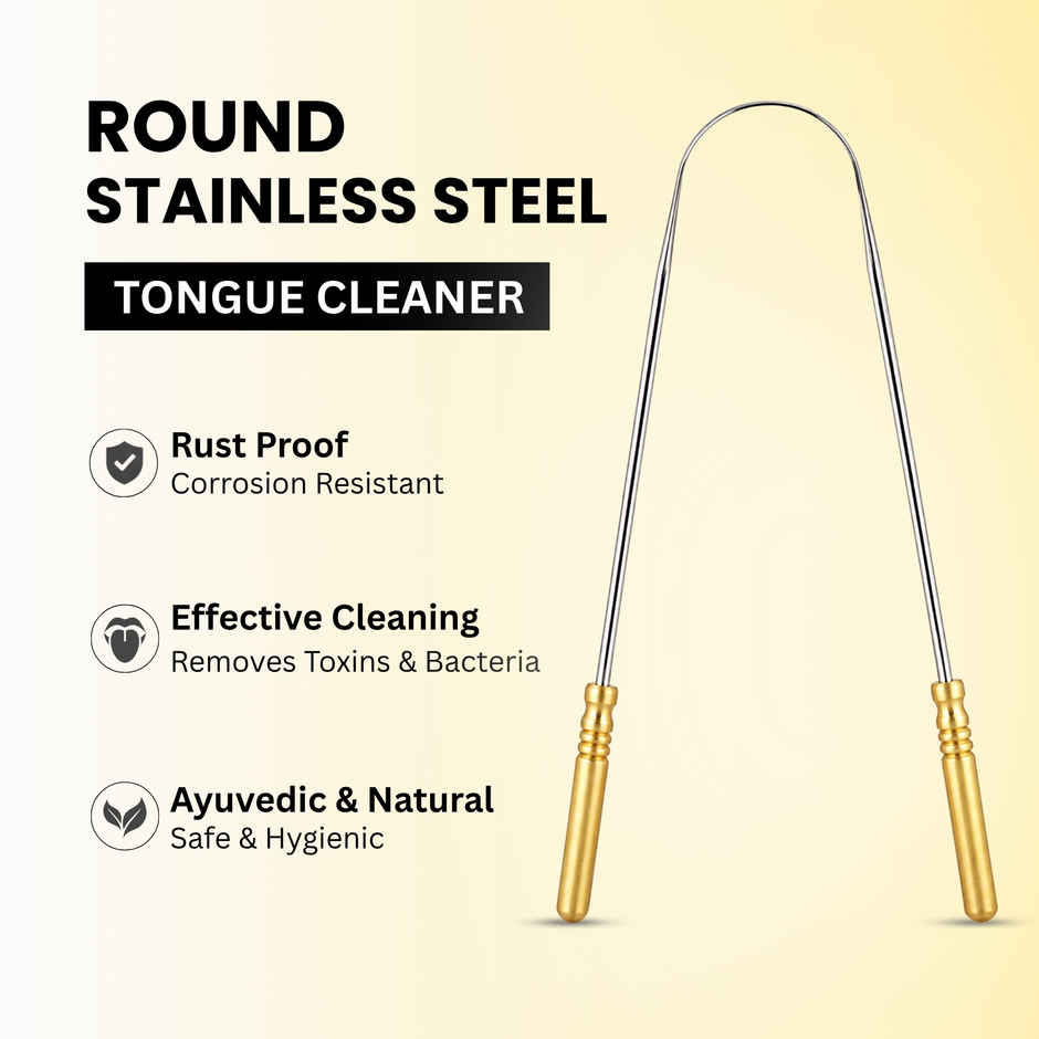 Midazzle Stainless Steel Tongue Cleaner with Brass Handle | MIOT7503