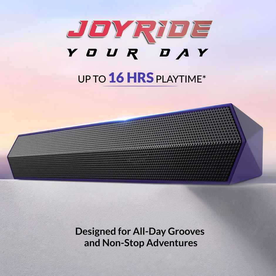 Aroma Joyride 16W Upto 16 Hrs Music Time, Dynamic Drivers, Stereo Channel, Heavy Bass Stereo Speaker 16 W Bluetooth Soundbar - Vibing Blue