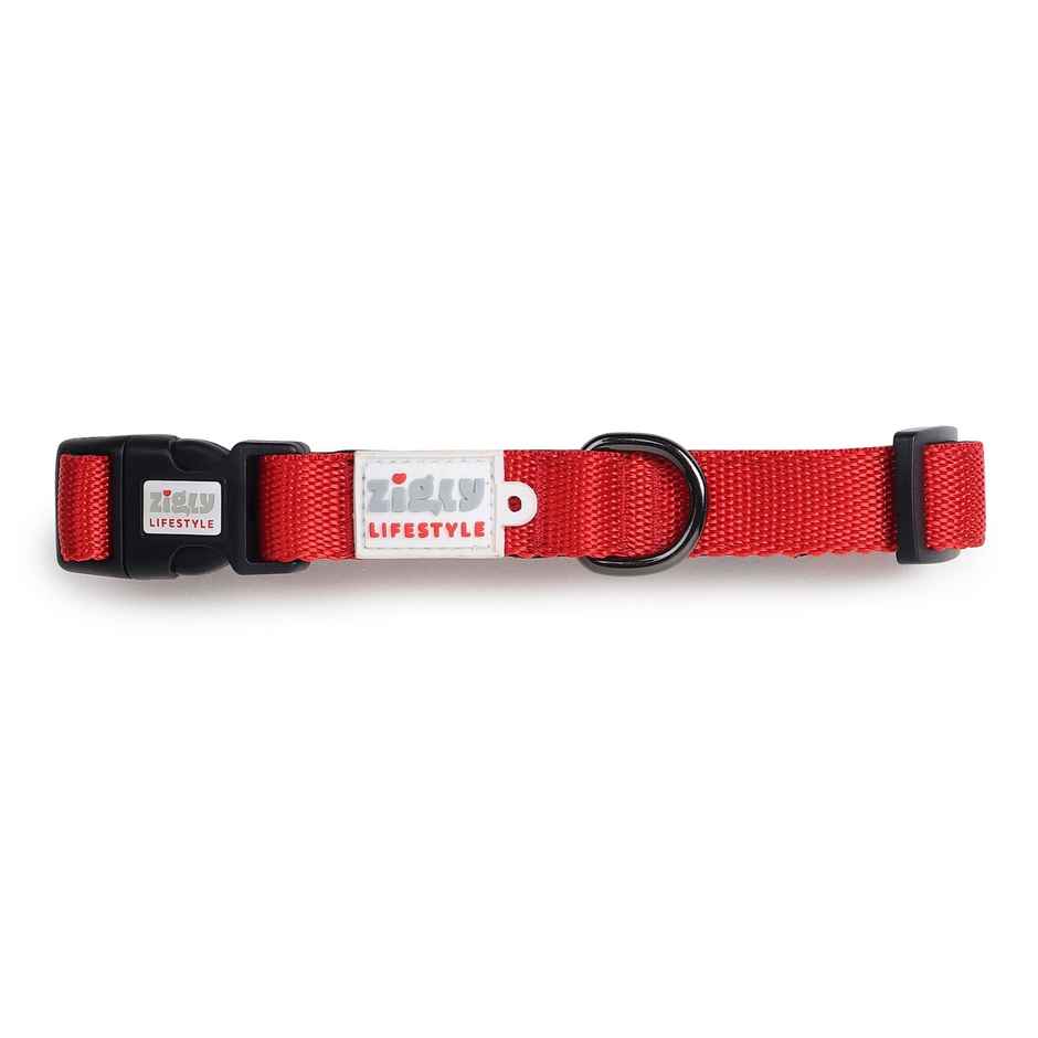 Zigly Padded Dog Collar | Suitable for Puppies & Small Breeds | Red - S