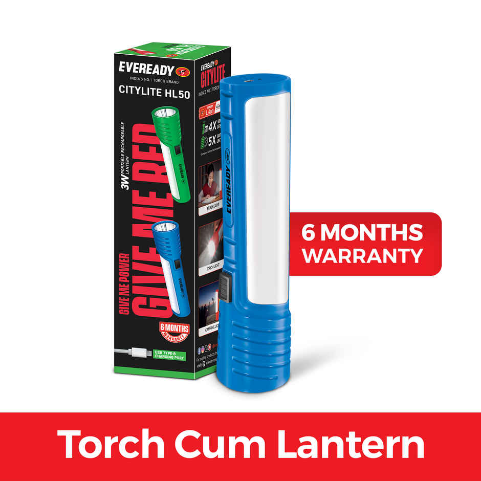 EVEREADY CITYLITE HL50 | 2W Torch + 3W Lantern, Rechargeable LED | Assorted