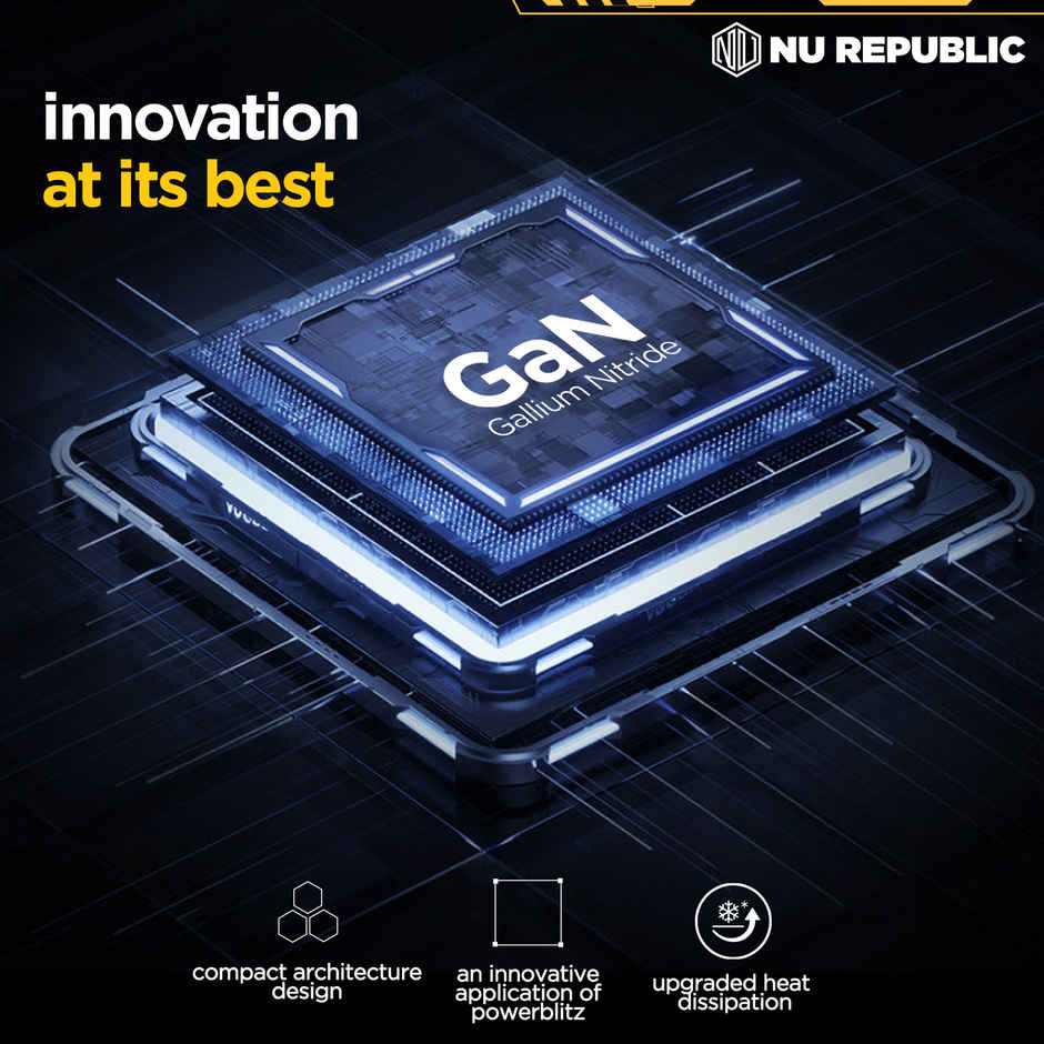 Nu Republic 30 W GaN 4 A Dual Port Mobile Charger with Detachable Cable - Black