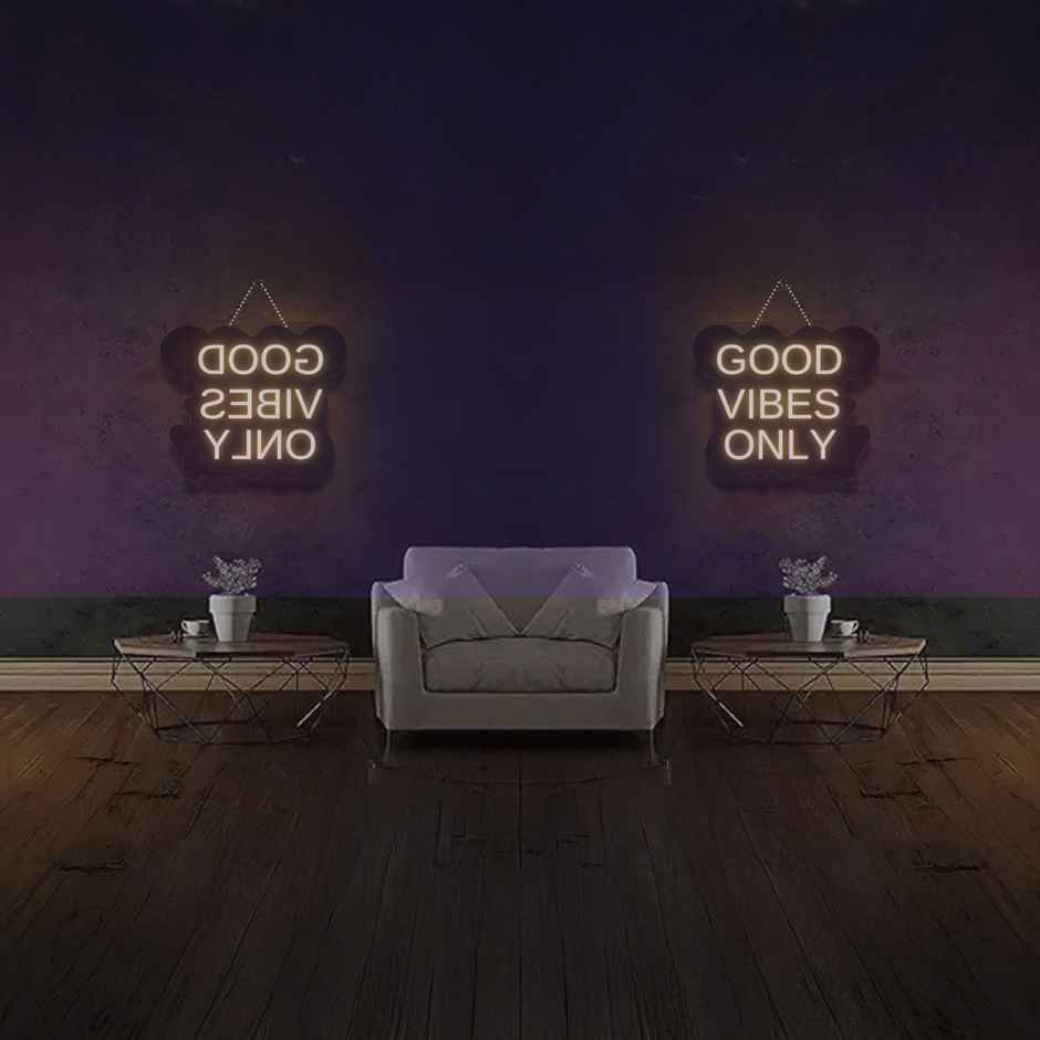 Desidiya Good Vibes Only Neon Sign - LED Decorative Wall Light,Motivational Aesthetic LED