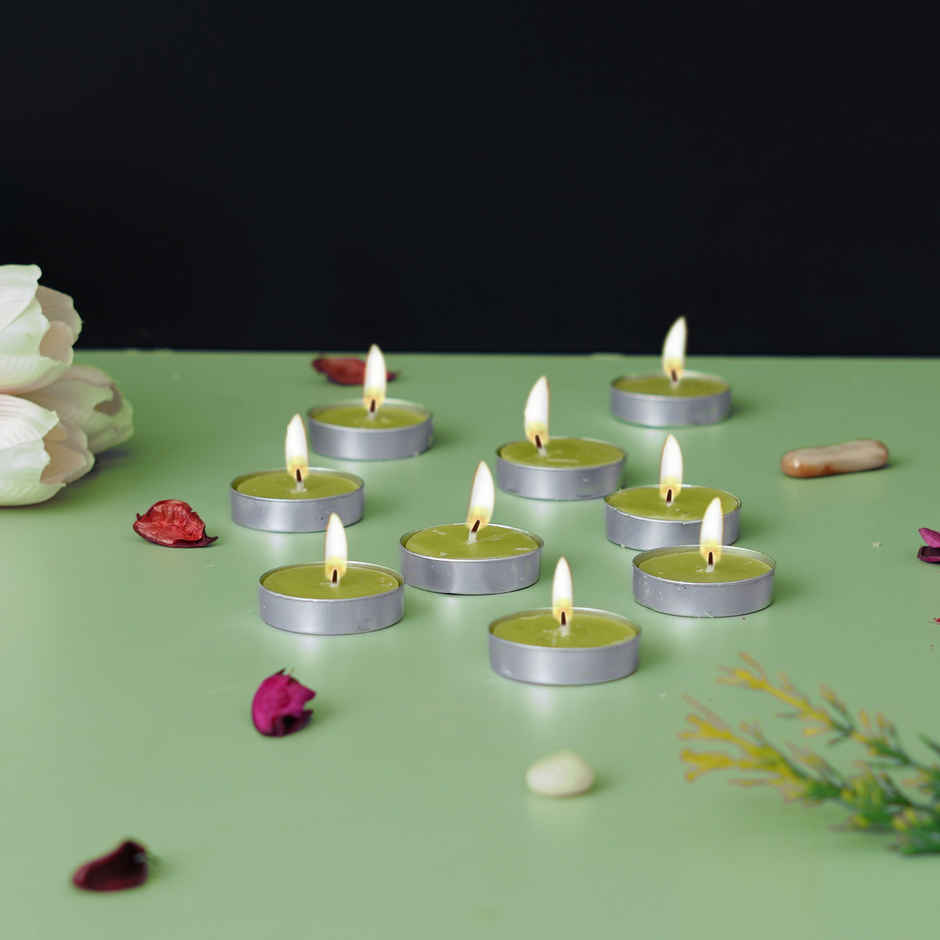 eCraftIndia Set Of 10 Jasmine Scented Tea Light Candles