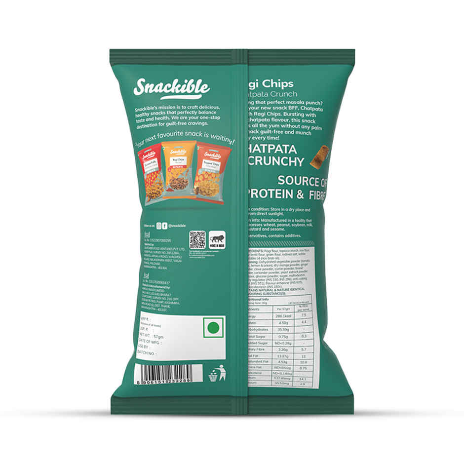 Snackible Chatpata Crunch Ragi Chips- No Palm Oil